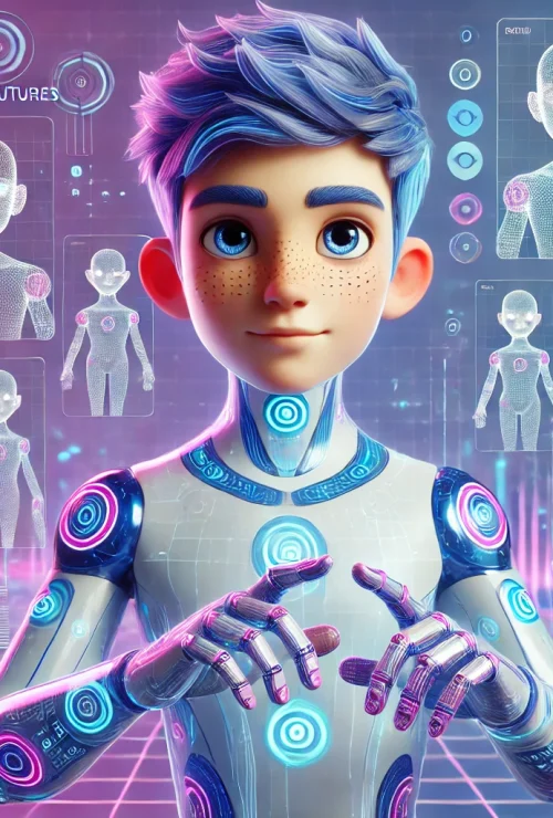 DALL·E 2025-03-13 11.41.51 - A 3D cartoon-style humanoid AI character named Andy, representing digital intelligence and futures. He has a futuristic and playful design with a semi